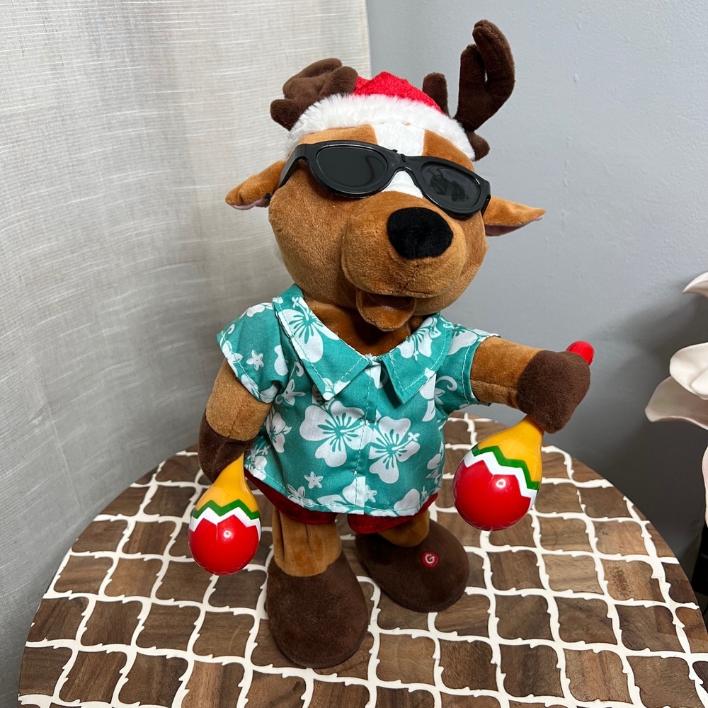 Gemmy Pop & Lock Reindeer‎ Animated Dancing Maracas Jump in the Line Christmas